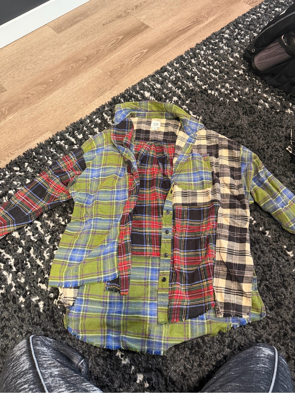 Women’s Multi-Color Patchwork Plaid Button-Up Shirt